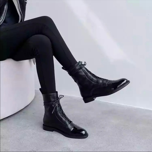 RESTOCKED! Milano Black Leather Lace Up Brogue Boots - Picture 4 of 12